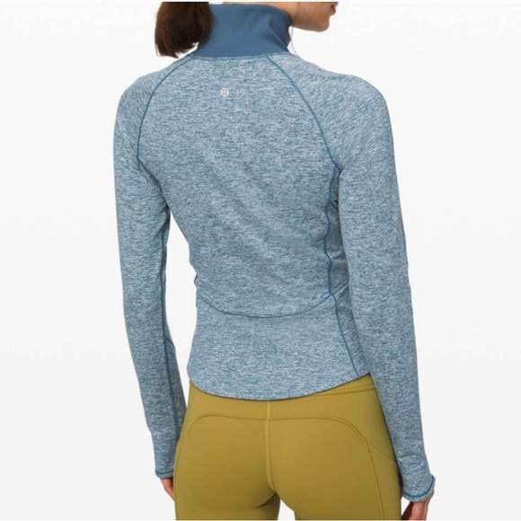 NWOT Lululemon Always Alert Cropped Half Zip Pullover Heather Petrol Blue Size 6 - Picture 3 of 12